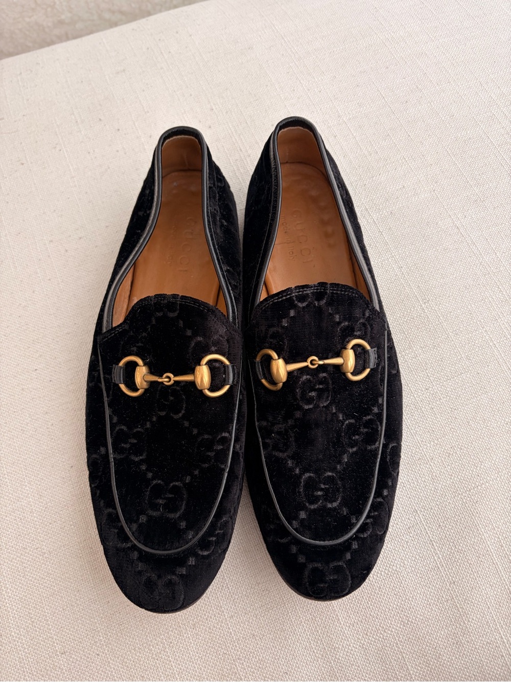 Gucci Jordaan GG Black Velvet Loafers